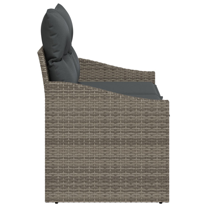 2-personers Have Sofa med Opbevaring & Puder Grå Poly Rattan