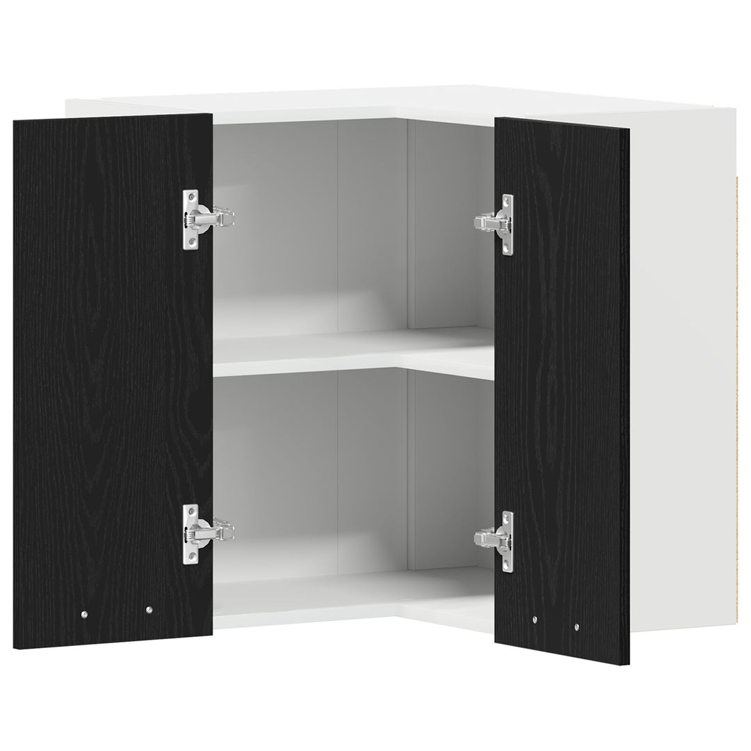 Hængende Hjørneskab - Sort Eg - 57x57x60 cm - Fremstillet af Konstrueret Træ