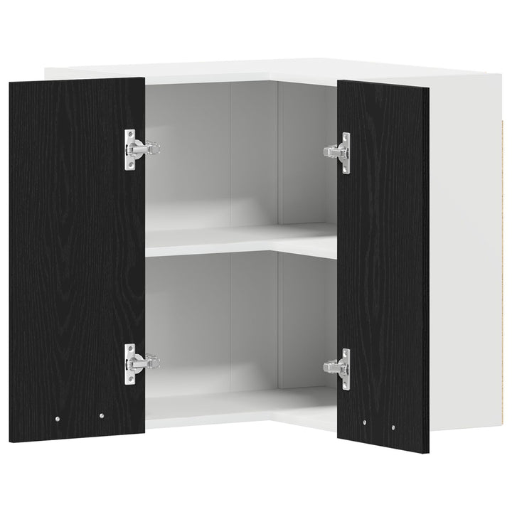 Hængende Hjørneskab - Sort Eg - 57x57x60 cm - Fremstillet af Konstrueret Træ