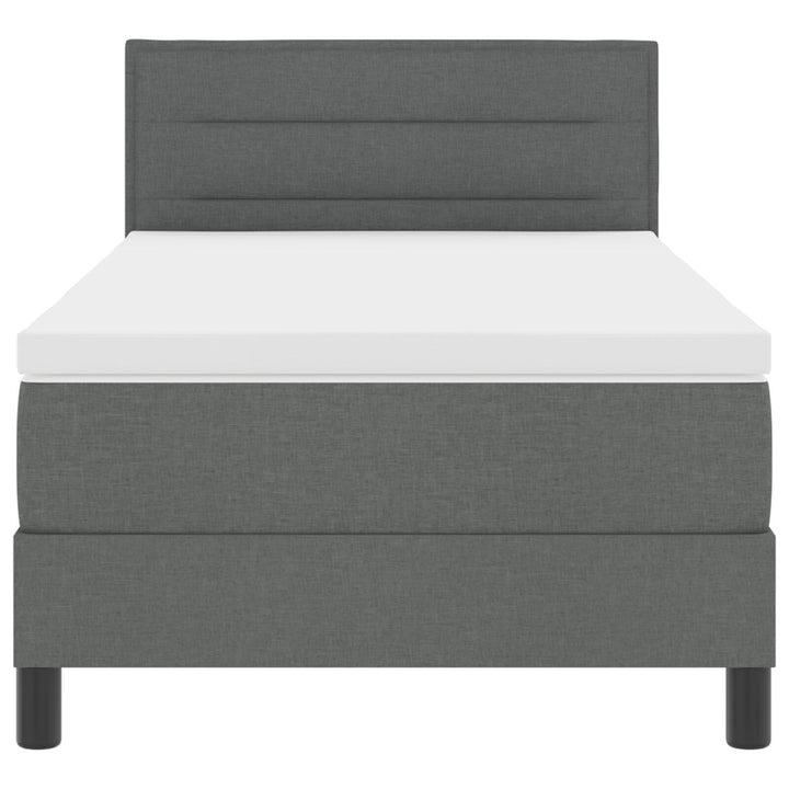 Sengestel med Madras Grå Stof 100 x 200 cm Box Spring Seng