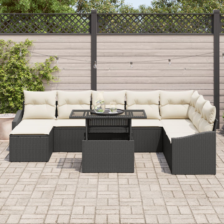 Have Sofa Sæt Sæt af 9 Hvid Rattan, Polyester, Glas