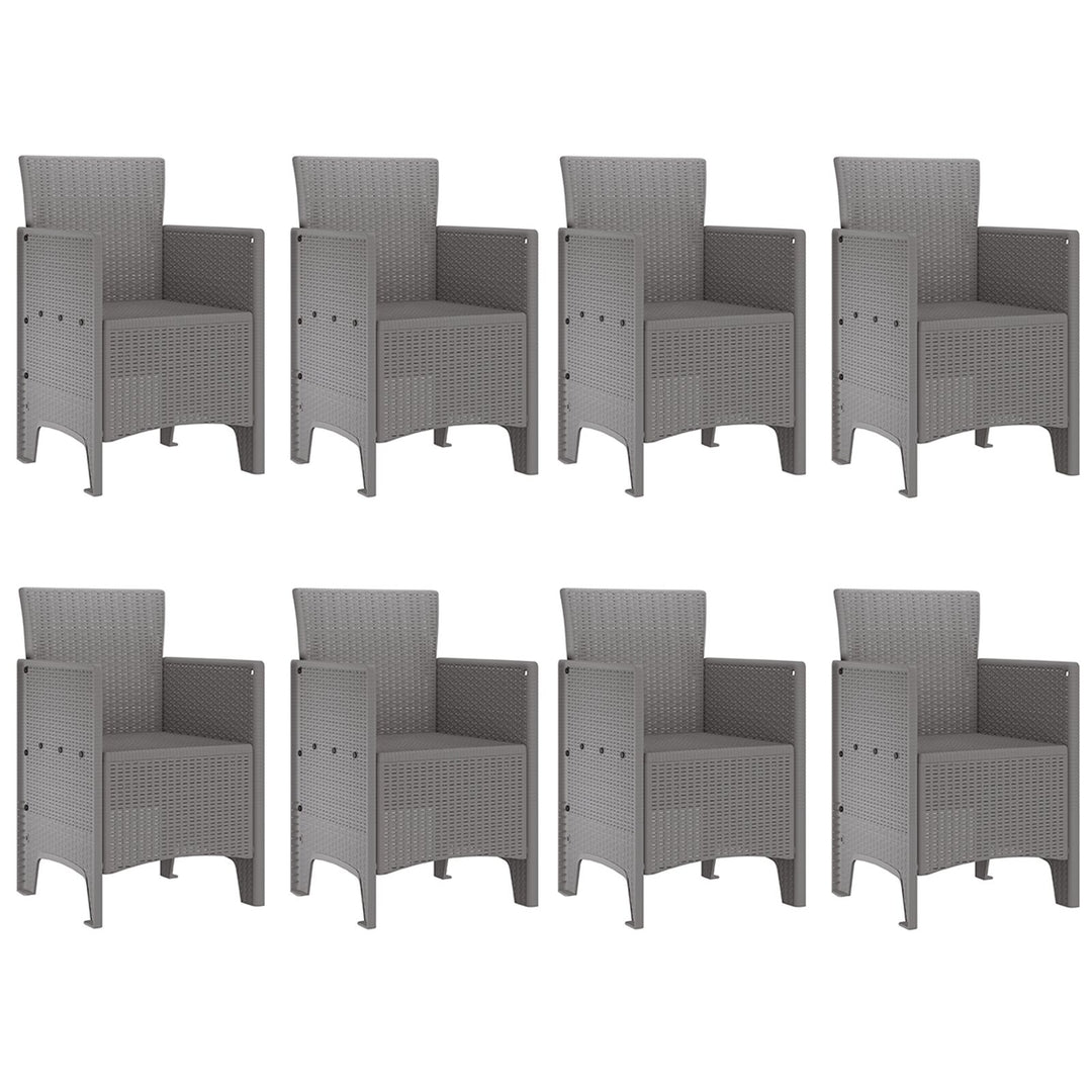 9 Dele Have Spisebord Hvid Poly Rattan
