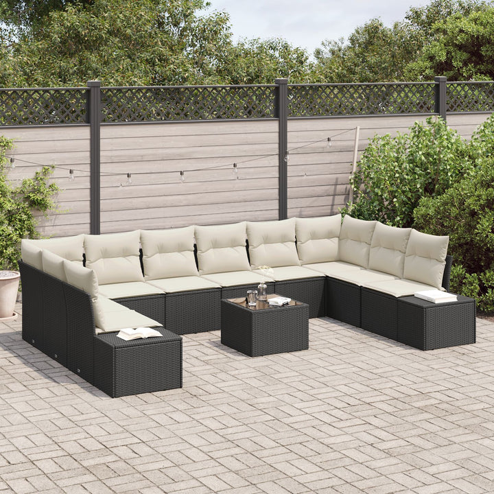 10-delt have sofa sæt med puder brun poly rattan