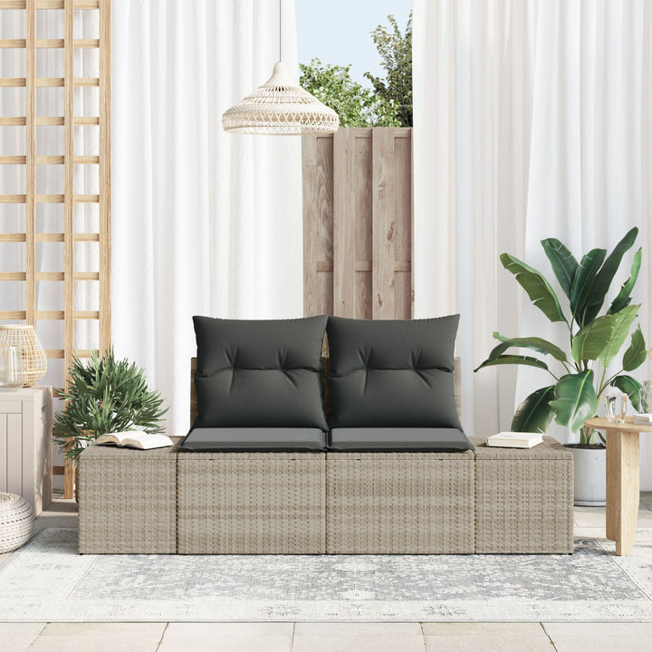 2-personers have sofa med puder grå poly rattan