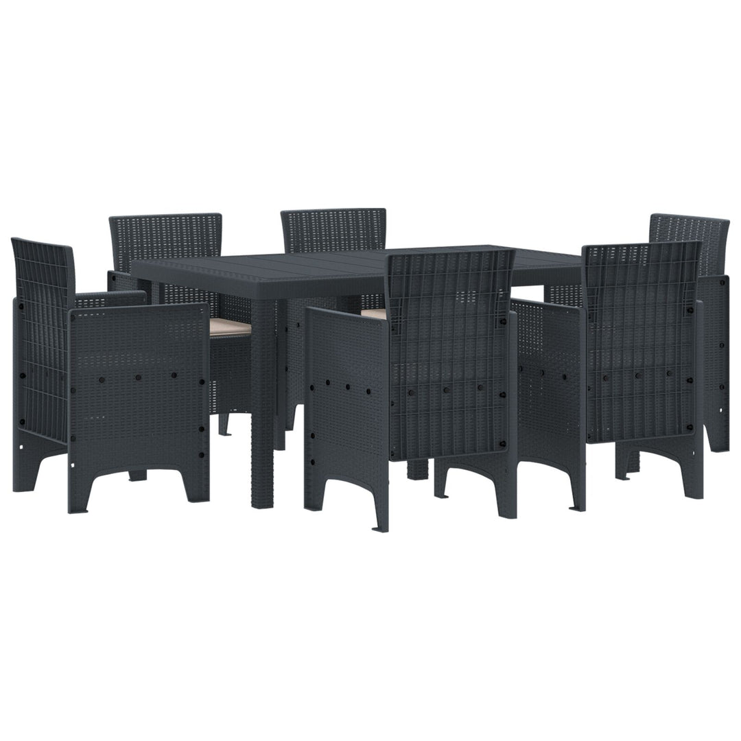 7 stk Have Spisestue med puder Antracit Poly Rattan