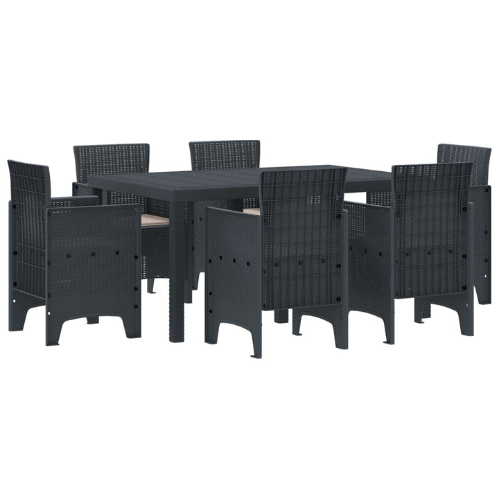 7 stk Have Spisestue med puder Antracit Poly Rattan