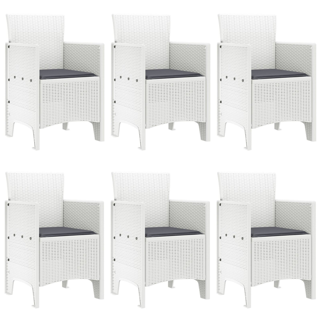 7 Delers Have Spisebord Sæt med Puder Hvid Poly Rattan
