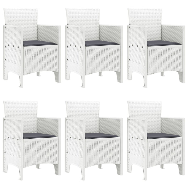 7 Delers Have Spisebord Sæt med Puder Hvid Poly Rattan