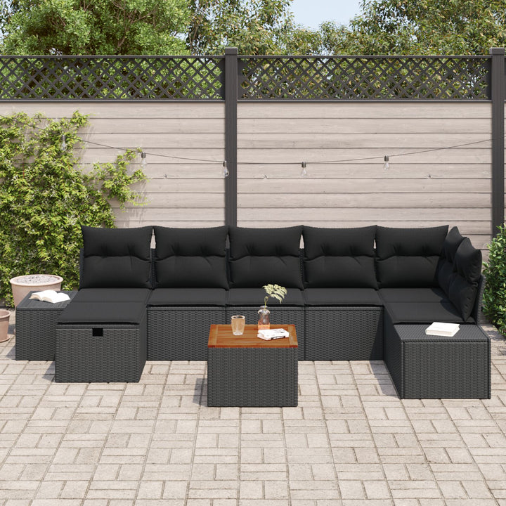 Have Sofa Sæt 8 Dele Sort, Brun Rattan, Træ Have Sofa Sæt