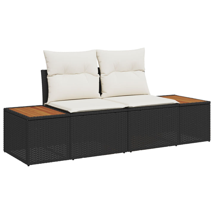 10 Deles Have Sofa Sæt med Hynder Sort Polyrattan Akacie