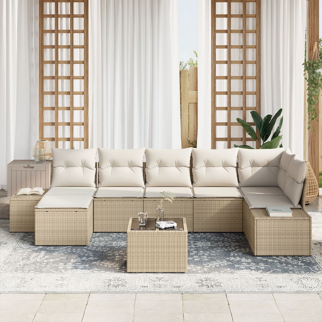 Have Sofa Sæt Sæt af 8 Beige og creme Rattan, polyesterhynder