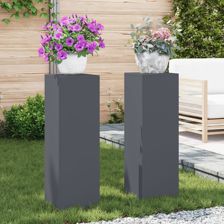 Udendørs Planteholdere Søjle 2 stk Antracit 24x24x75 cm Stål