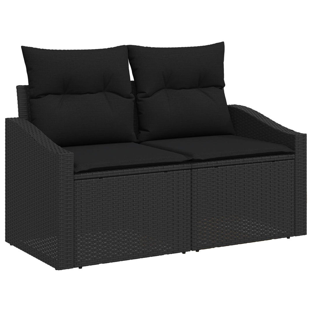 Havemøbel Sofa Sæt Sæt af 7 Sort Rattan Udendørs Sofa Sæt