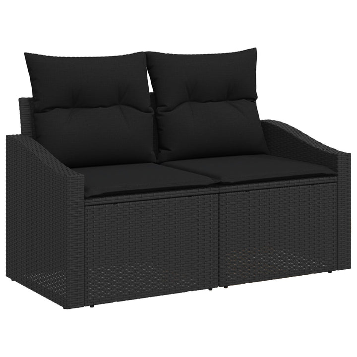 Havemøbel Sofa Sæt Sæt af 7 Sort Rattan Udendørs Sofa Sæt