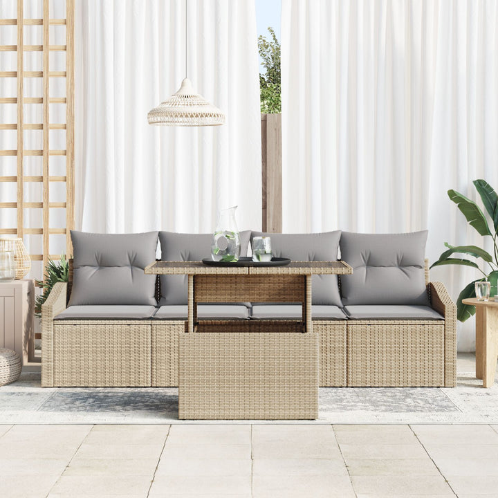 Have Sofa Sæt Sæt af 5 Beige, Grå Rattan, Polyester