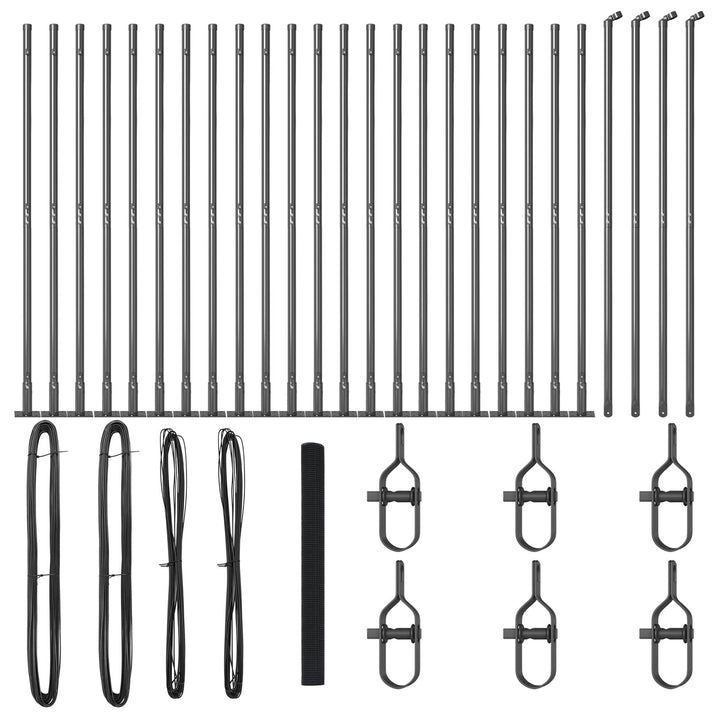 Welded Wire Fence med 13 Flangerede Stolper Grå 1.5x50 m Stål