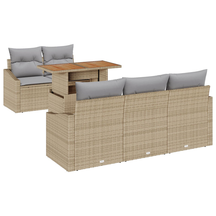 Have Sofa Sæt 6-delt Beige Poly Rattan Rektangulær Moderne