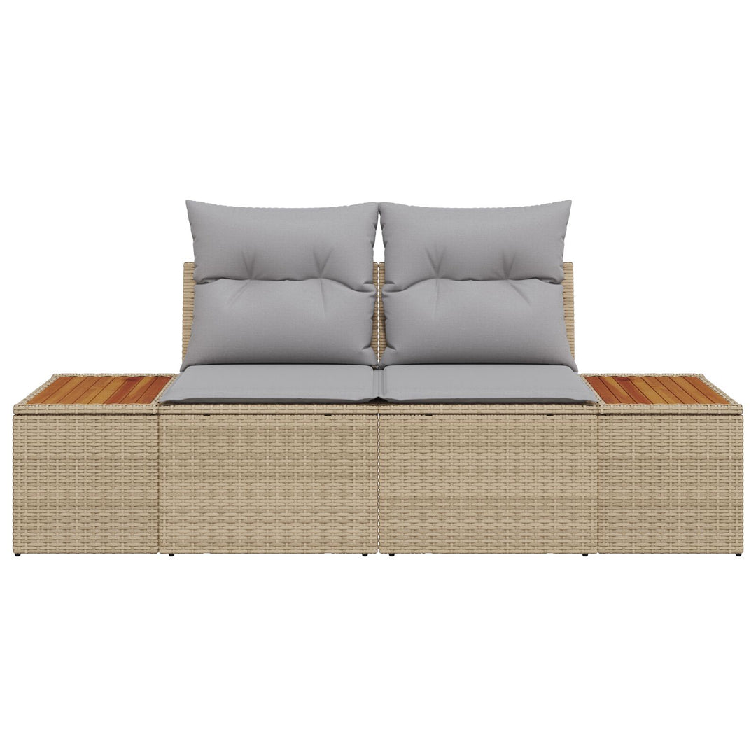 2-personers Have Sofa med Puder Beige Poly Rattan