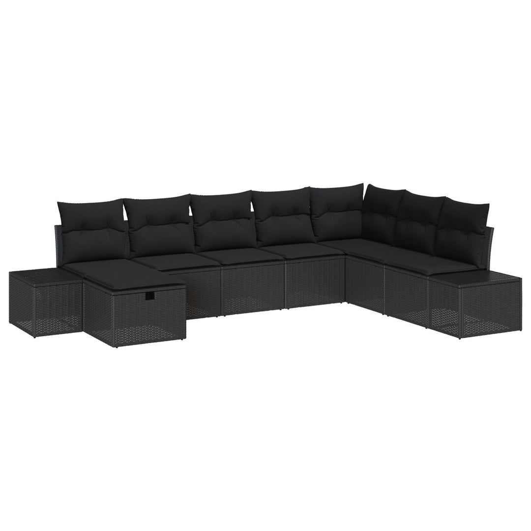 Have Sofa Sæt 8 Stykker Sort Rattan, Stål Udendørs Sektionel Sofa