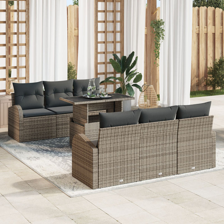 Have Sofa Sæt Sæt af 7 Brun, Grå Poly Rattan, Olefin Stof