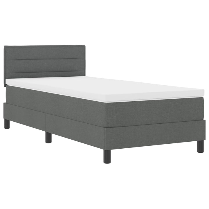 Sengestel med Madras Grå Stof 100 x 200 cm Box Spring Seng