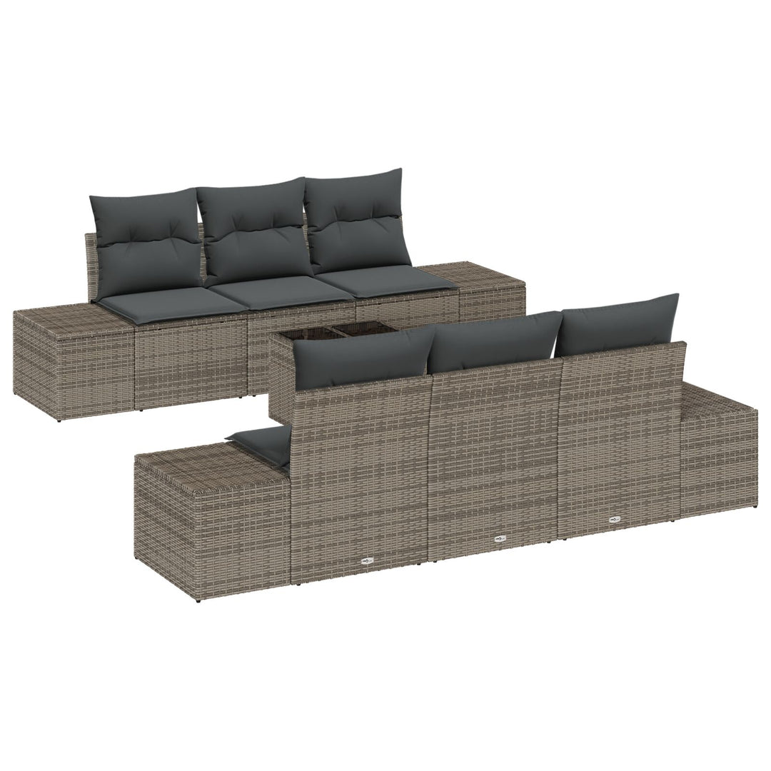 Have Sofa sæt Sæt af 7 Grå Rattan, Polyester Have Sofa sæt