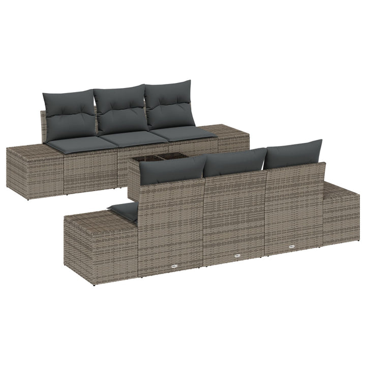 Have Sofa sæt Sæt af 7 Grå Rattan, Polyester Have Sofa sæt