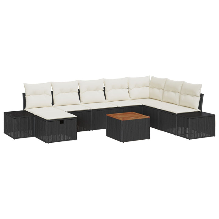Have Sofa Sæt 9 dele Sort Rattan Hjørnesofa til Haven