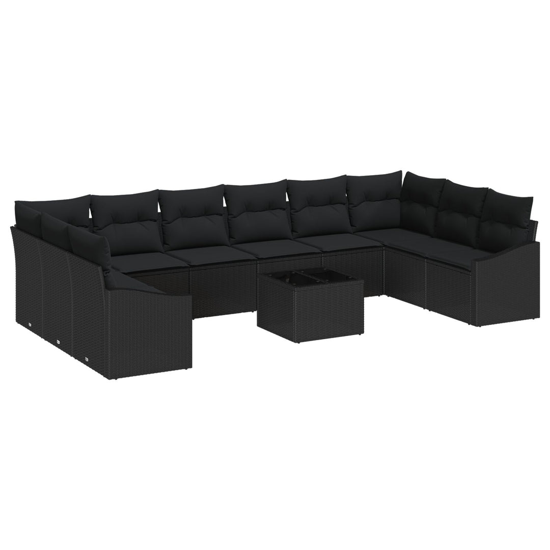 Have Sofa Sæt 11-delers Sort Rattan og stof Udendørs Sofa