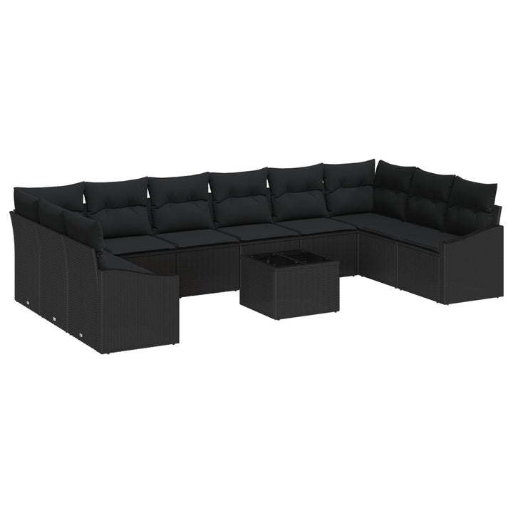 Have Sofa Sæt 11-delers Sort Rattan og stof Udendørs Sofa