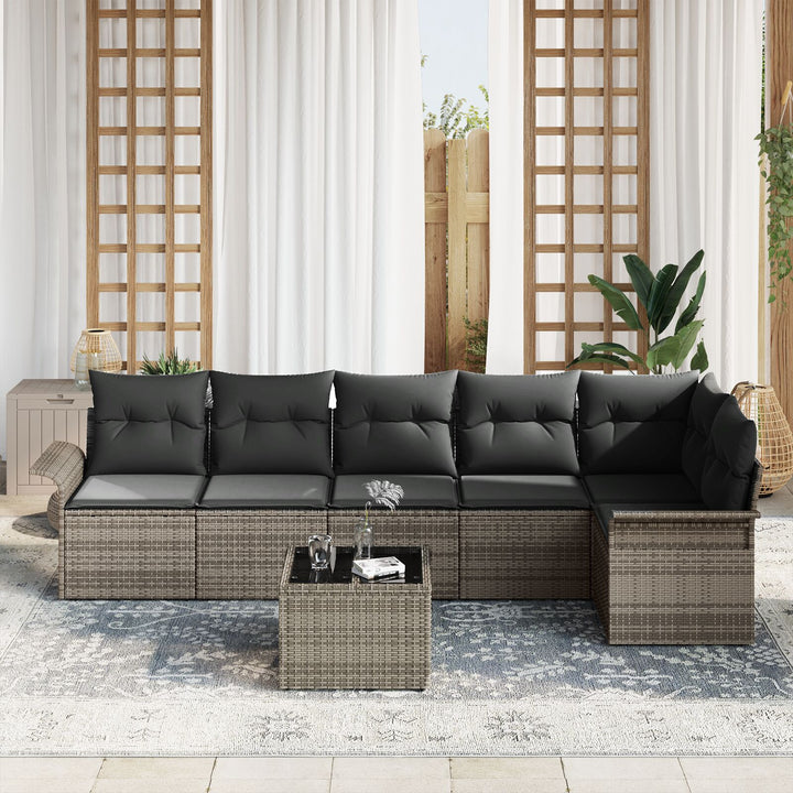 Have Sofa Sæt Sæt af 7 Grå Polyethylenerattan Have Sofa Sæt