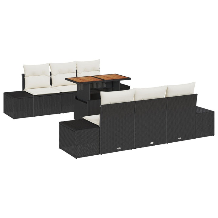 Have Sofa Sæt 7 Dele Beige og Sort Rattan og Polyester