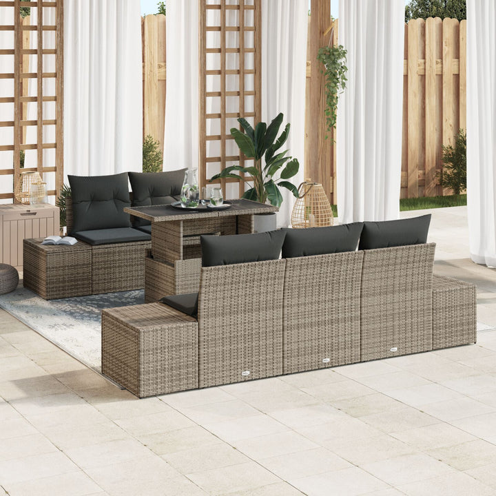 Have Sofa Sæt Sæt af 6 Grå Rattan, Polyester Fiber, Stål
