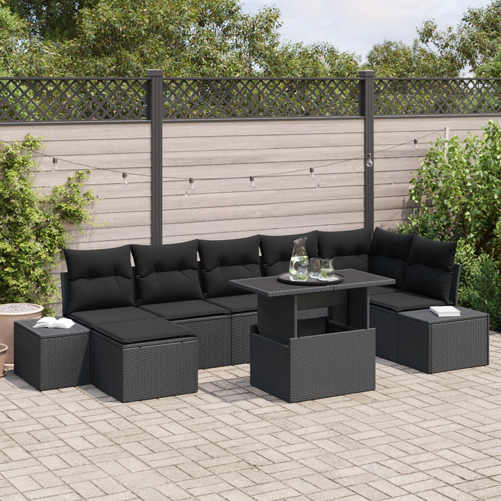 Have Sofa Sæt 8 dele Sort Rattan, polyester puder Have Sofa Sæt