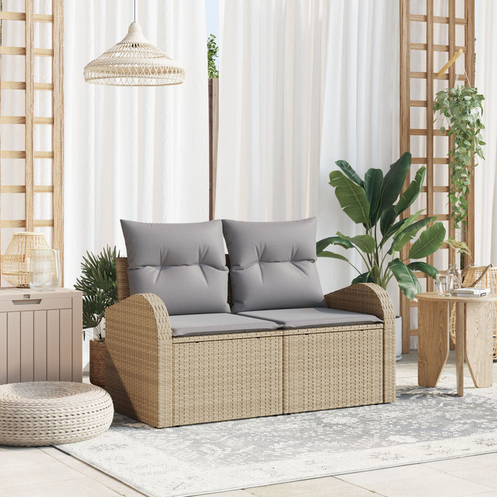 2-personers Have Sofa med Hynder Beige Poly Rattan