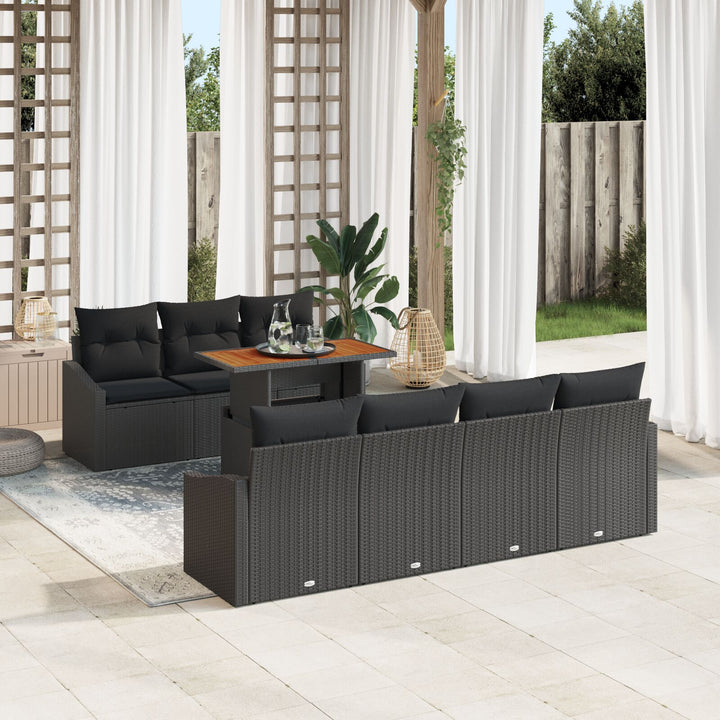 Have Sofa Sæt Sæt af 8 Sort Poly Rattan Have Spisestel