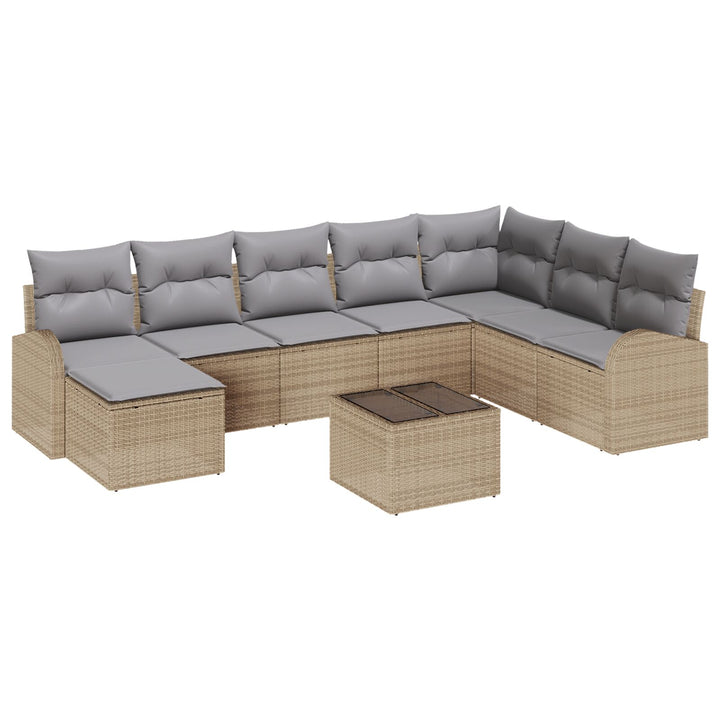 Have Sofa Sæt 9 Delers Beige Rattan Have Sofa Sæt Rektangulær