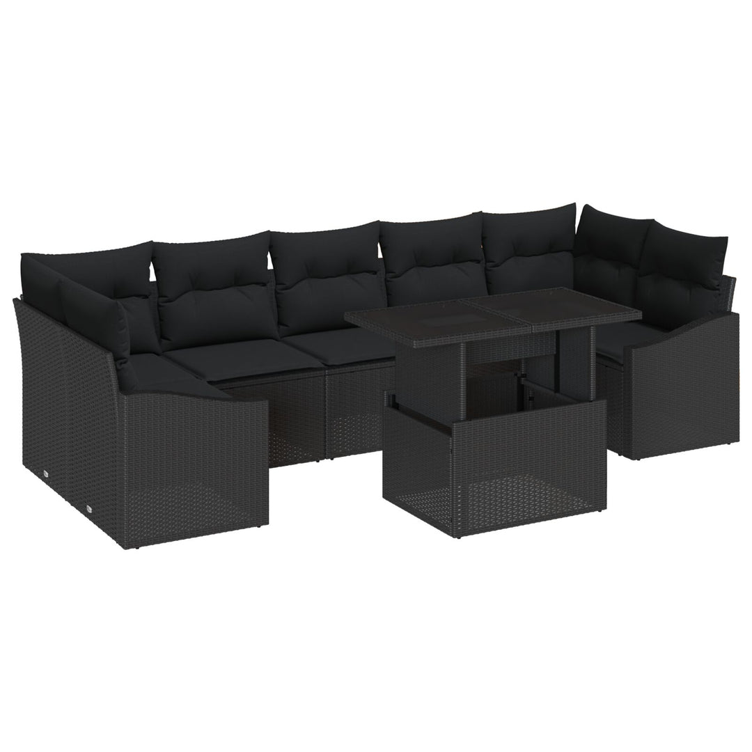 Have Sofa Sæt Sæt af 8 Sort Rattan og Polyester Udendørs Bord
