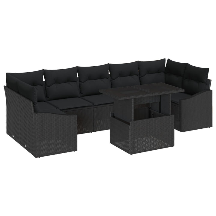 Have Sofa Sæt Sæt af 8 Sort Rattan og Polyester Udendørs Bord