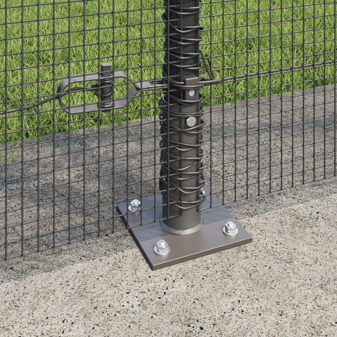 Welded Wire Fence med 13 Flangerede Stolper Grå 1.5x50 m Stål
