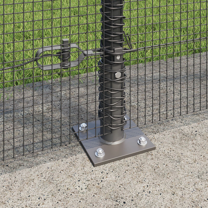 Welded Wire Fence med 13 Flangerede Stolper Grå 1.5x50 m Stål