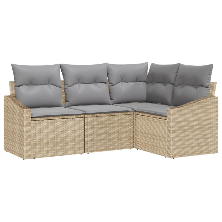 Havesofa Sæt Sæt af 4 Grå, Naturlig Rattan, Polyesterhynder