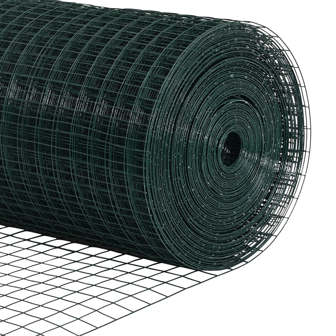 Welded Wire Fence med 13 flangerede stolper Grøn 0.4x100 m Stål