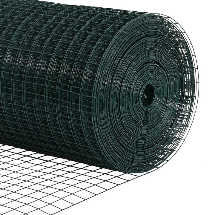 Welded Wire Fence med 13 flangerede stolper Grøn 0.4x100 m Stål