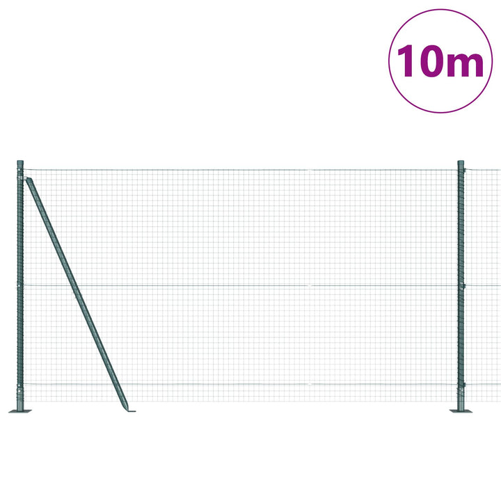 Svejsede Trådgitter med 7 Flanged Stolper Grøn 1,2x10 m Stål