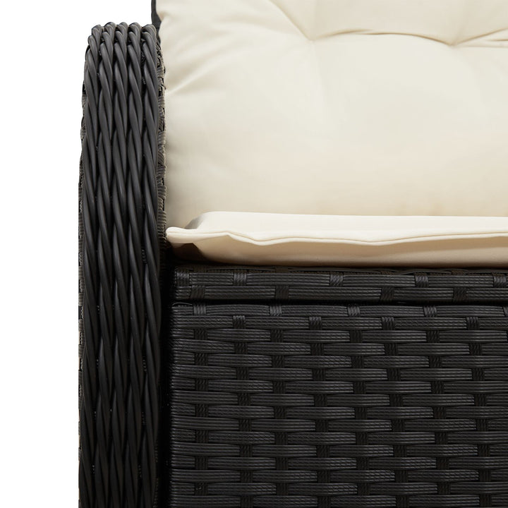 2-personers havnesofa med opbevaring og puder Sort poly rattan
