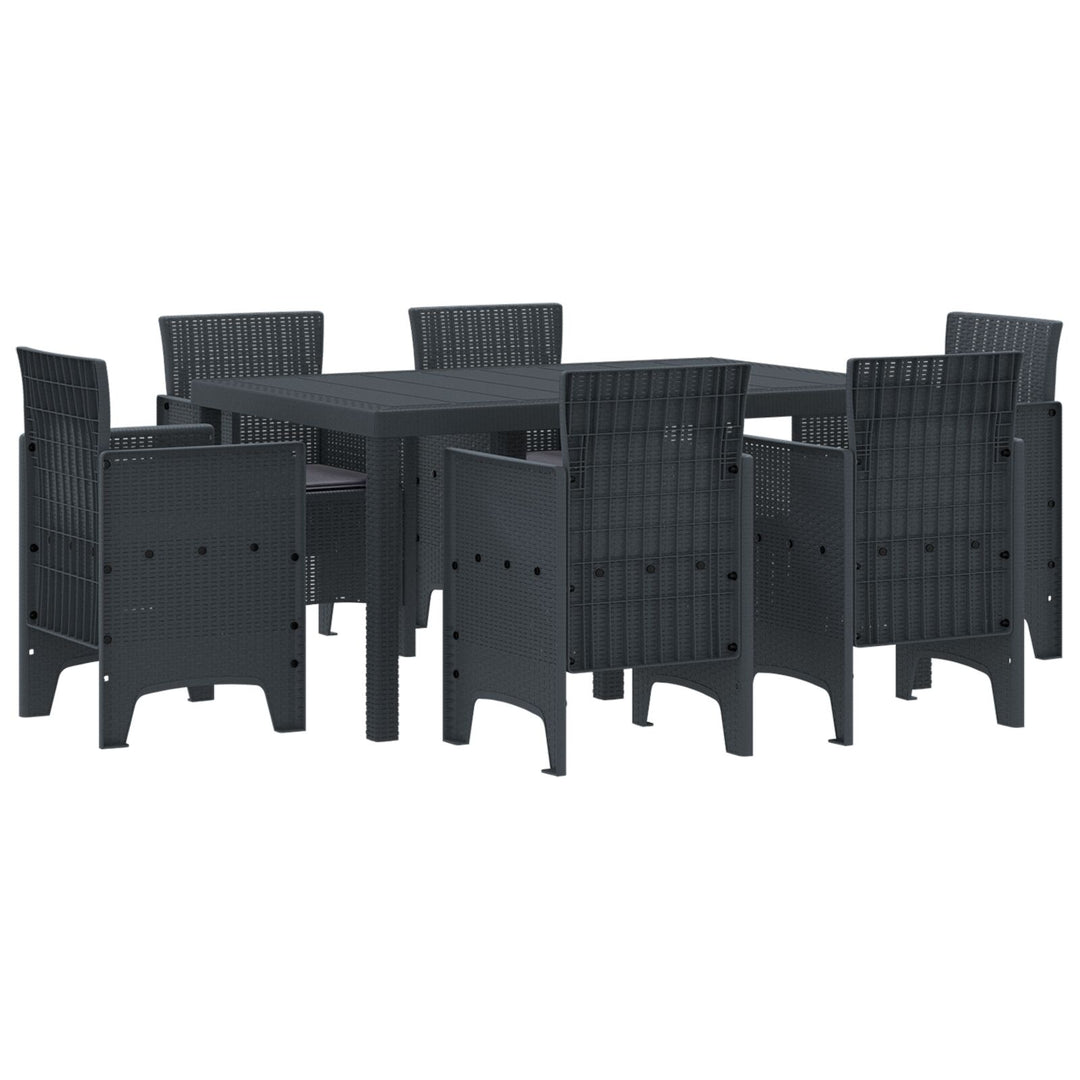 7 Stykker Havebord med pudebetræk Anthracite Poly Rattan