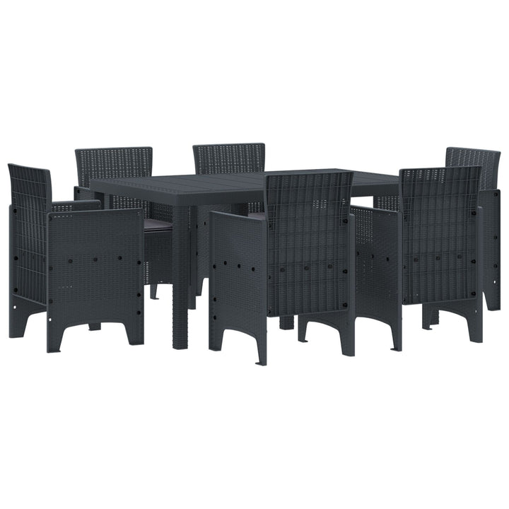 7 Stykker Havebord med pudebetræk Anthracite Poly Rattan