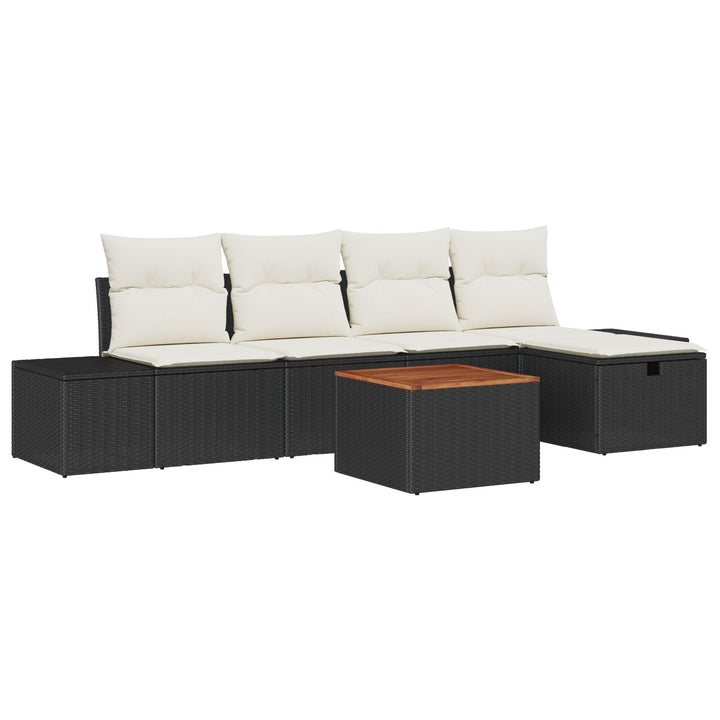 Have Sofa Sæt Sæt af 6 Beige og Sort Rattan, Polyester puder