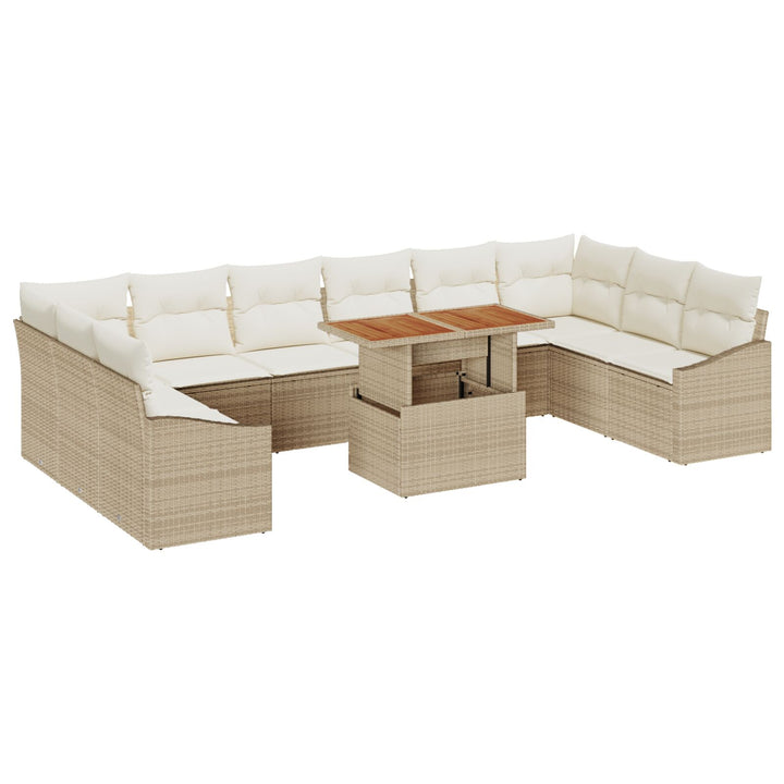 Havemøbel Sofa Sæt 11 Personer Beige Flet Nutidig